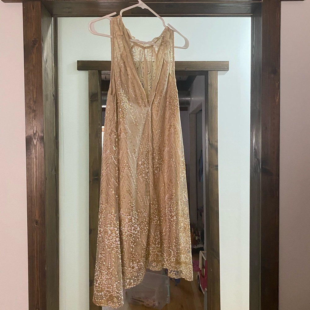 Southern Fried Chicks white and gold dress
